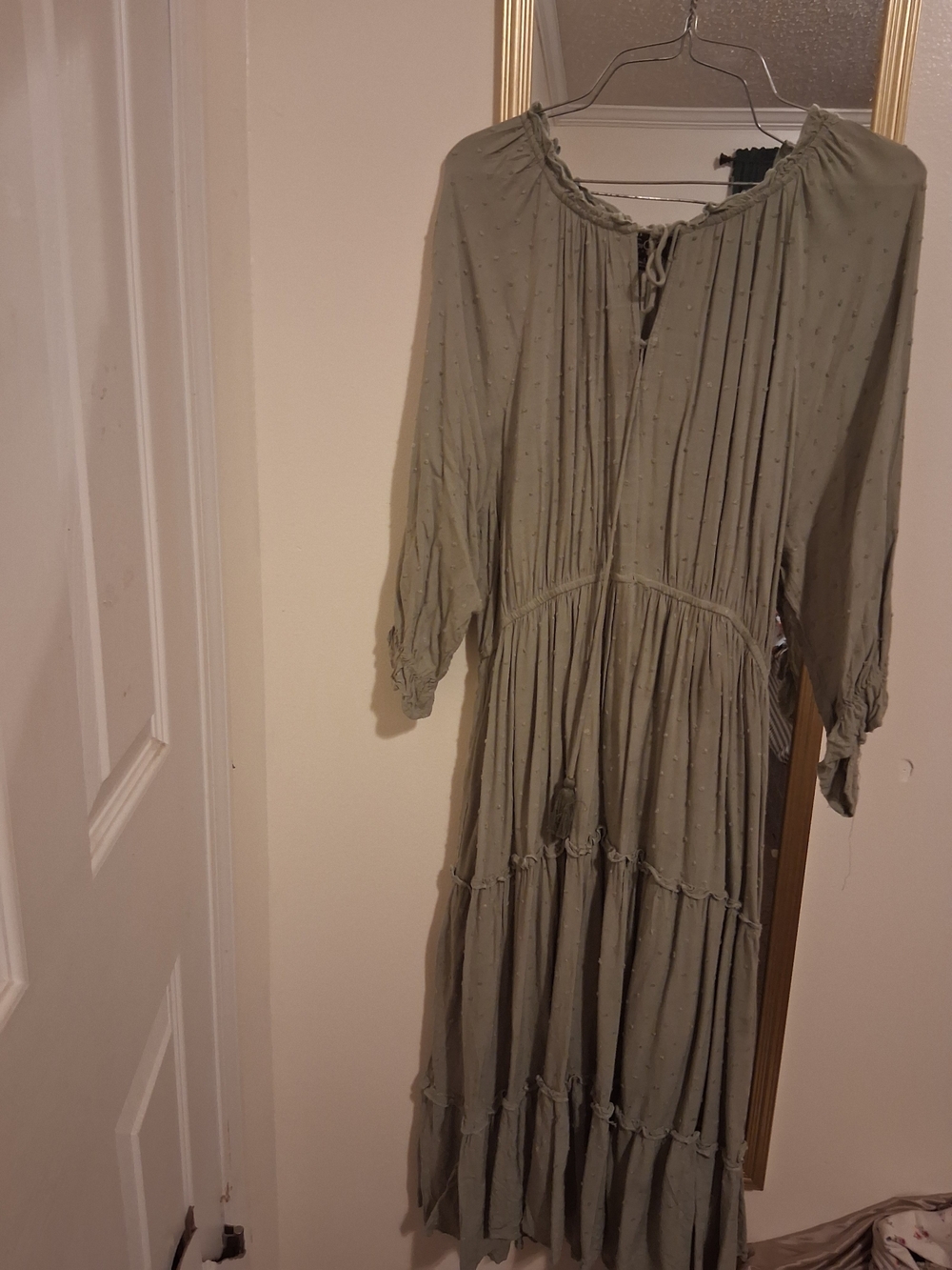 Boho Tiered Olive Green Maxi Dress